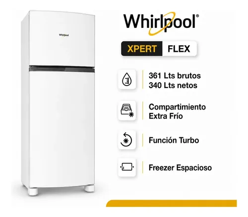 Heladera No Frost Whirlpool WRM40MB — 340 Litros, Freezer Superior