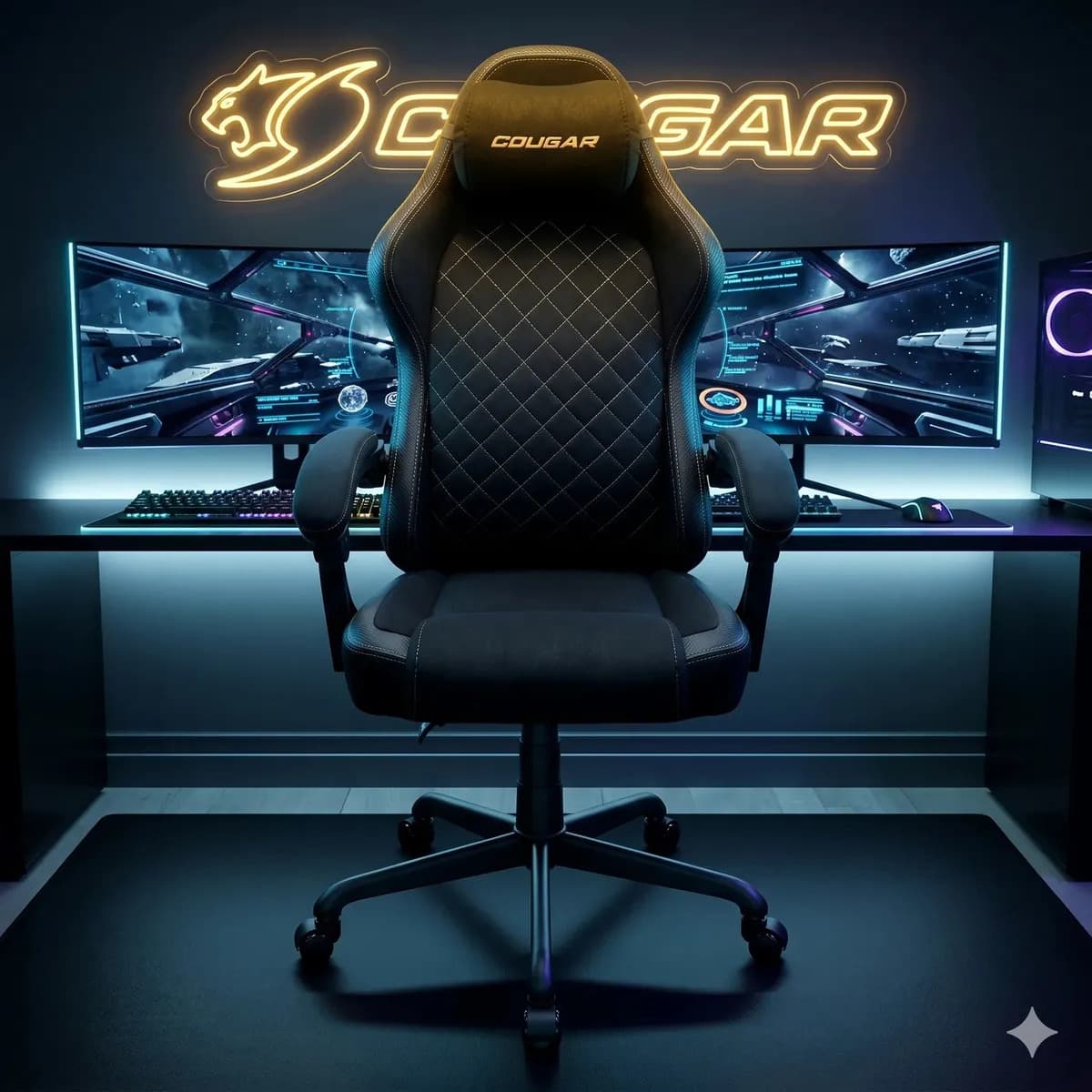 Silla Gamer Cougar Fusion EX Respaldo Reclinable Tela Negro