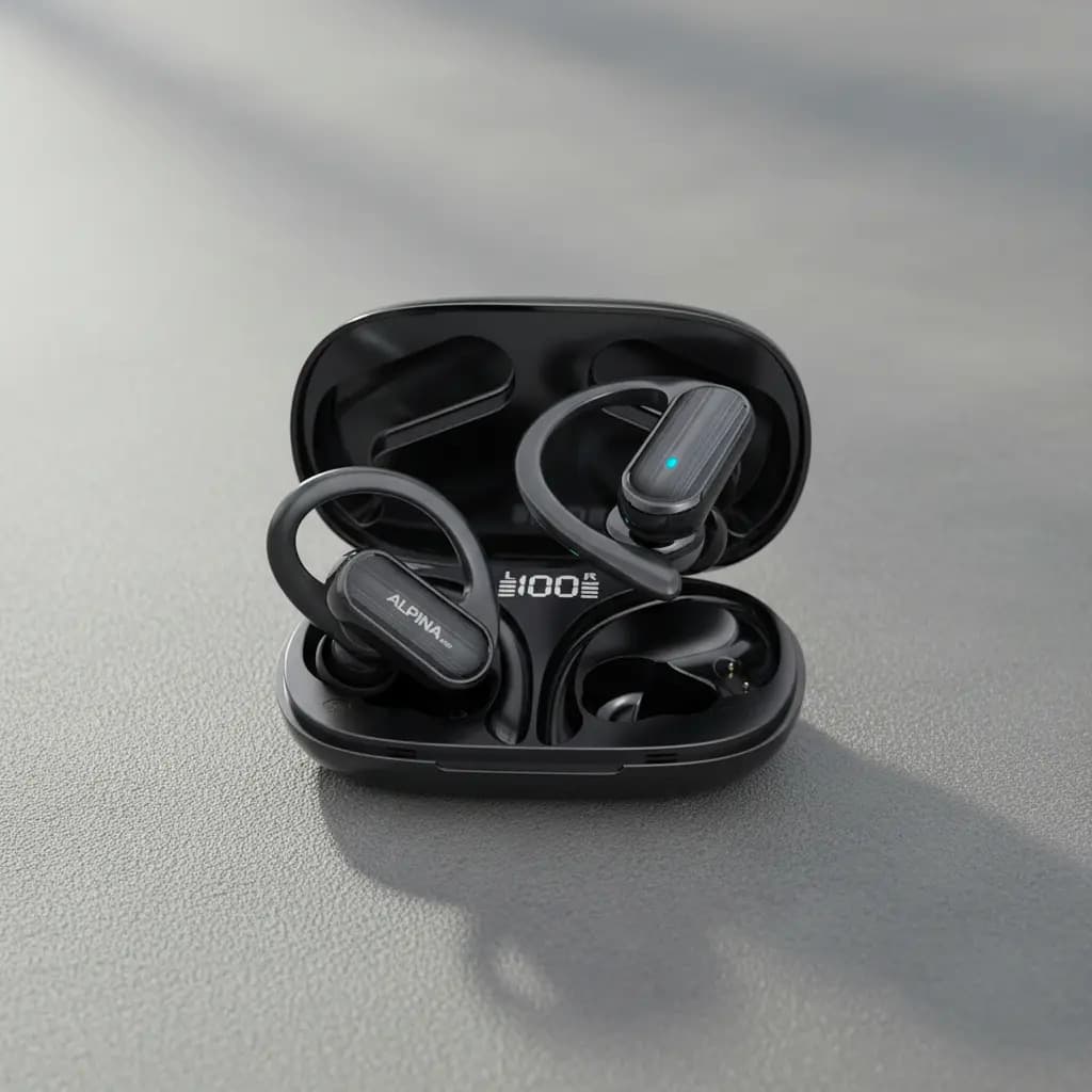 Auriculares Inalambricos Deportivos Gancho Alpina F50 Pro Color Negro