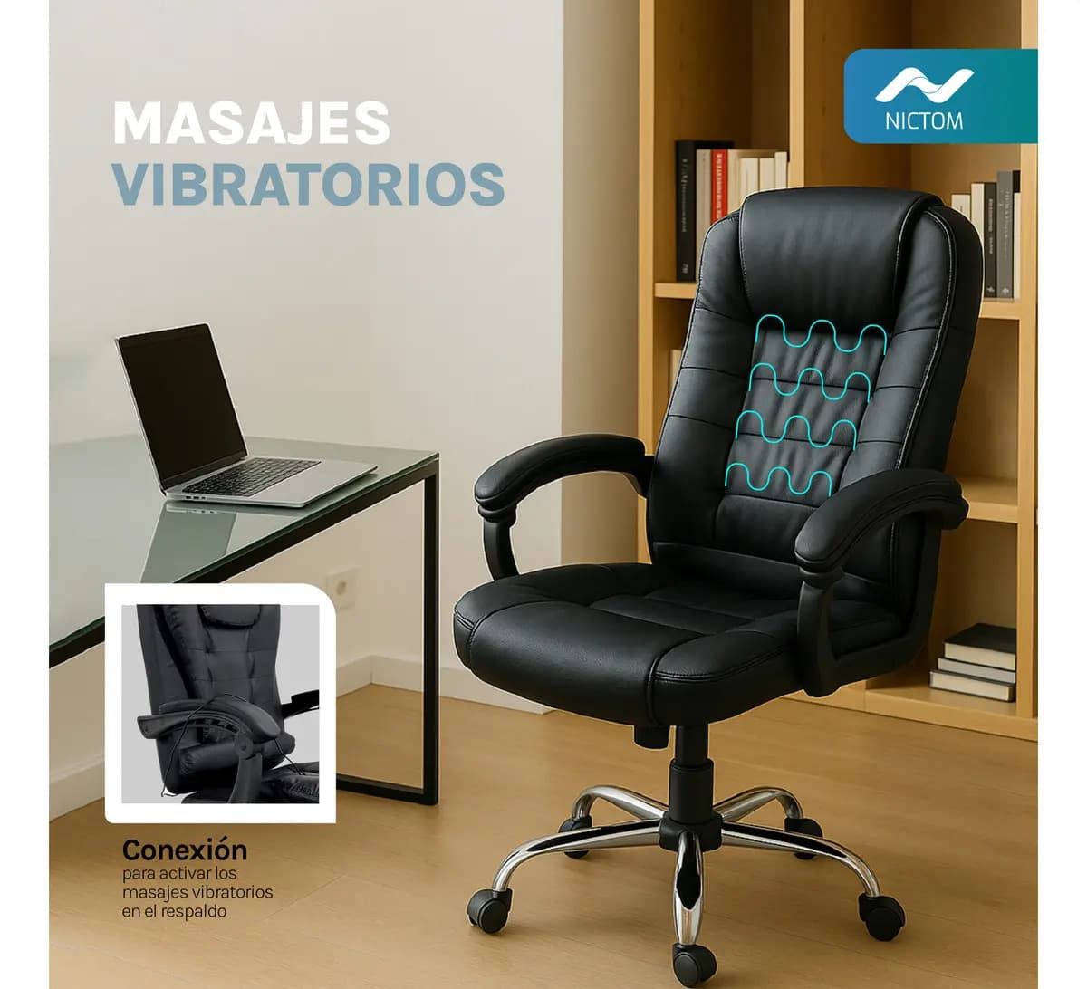 Sillón Ejecutivo Respaldo Masajeador Silla Pc Oficina Gerencial Escritorio Nictom Sdo02 — imagen 6