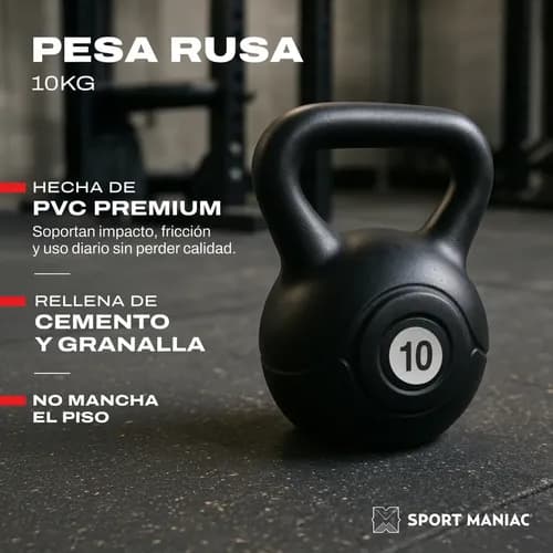 Pesas Rusas 10 Kg Pvc Kettlebell Pesa Rusa Cross Gym Fitness — imagen 3