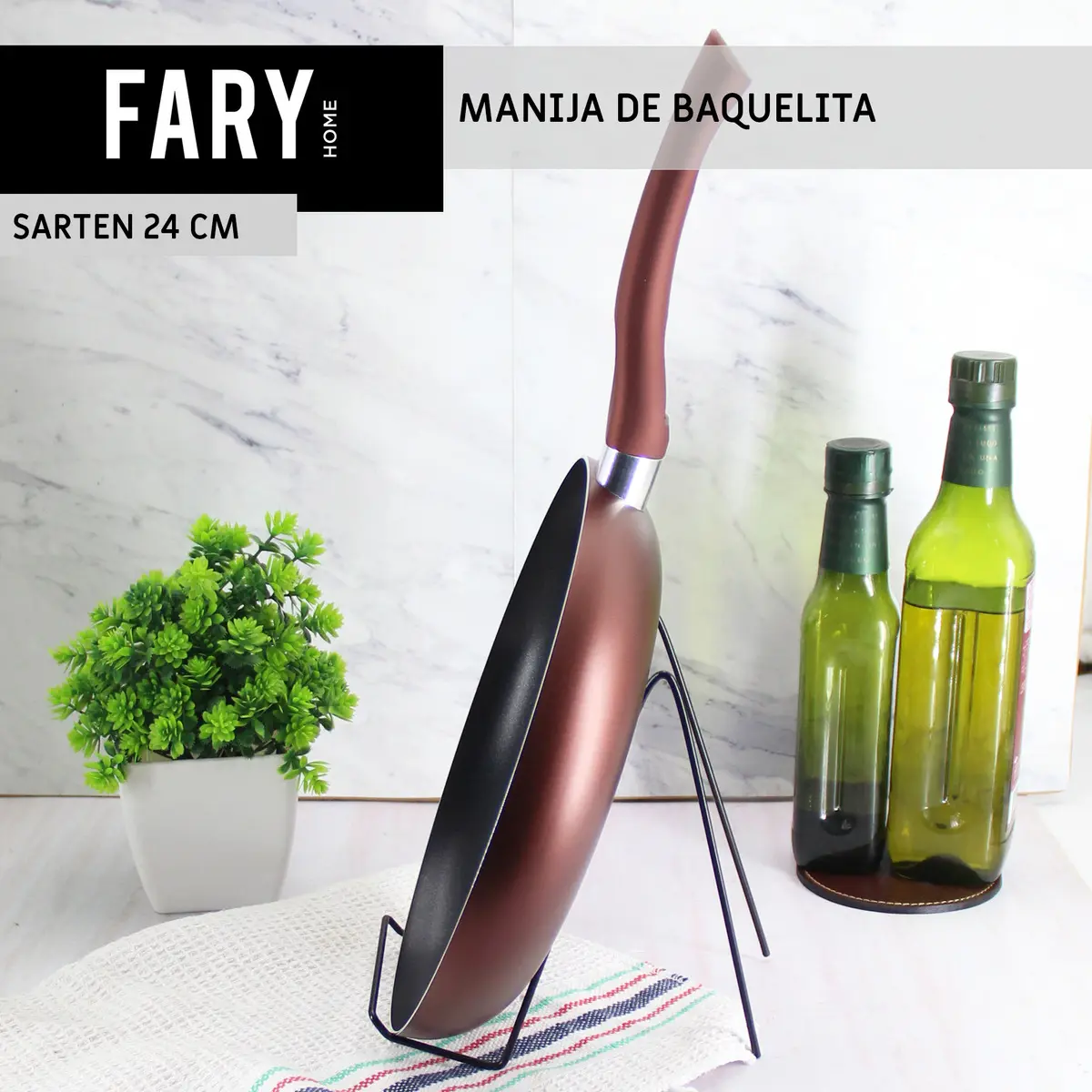 Sartén Fary Home Aluminio Antiadherente 24cm — imagen 3