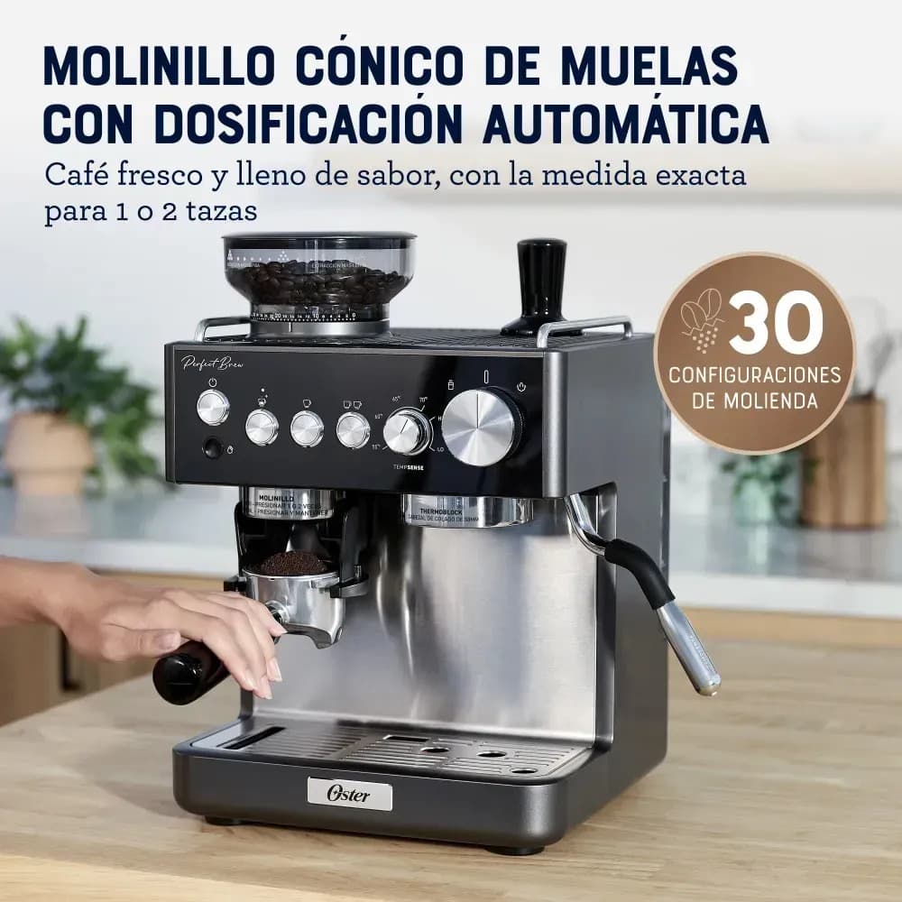 Cafetera espresso Oster Perfect Brew EM7301 con molinillo — imagen 4