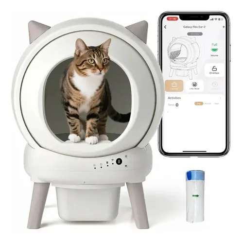 Litera Automática Gatos Beepaw Rock-e Autolimpiante Wi Fi App Color Blanco