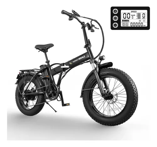 Bicicleta Eléctrica HONEYWHALE F6 Pro-S, 50 km de autonomía, 45 km/h, Motor 900W, Batería extraíble, 20" Neumáticos inflables, Suspensión delantera, Frenos a disco delantero y trasero, Negro