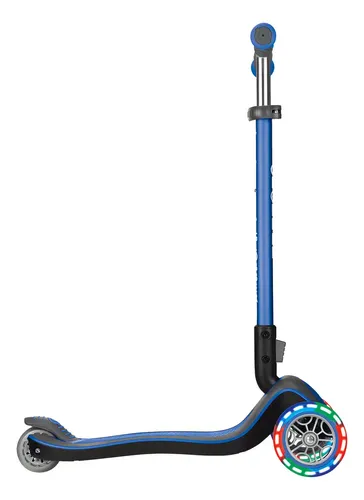 Monopatín Globber Elite Deluxe con Luces LED, Azul, de 3 Ruedas para Niños