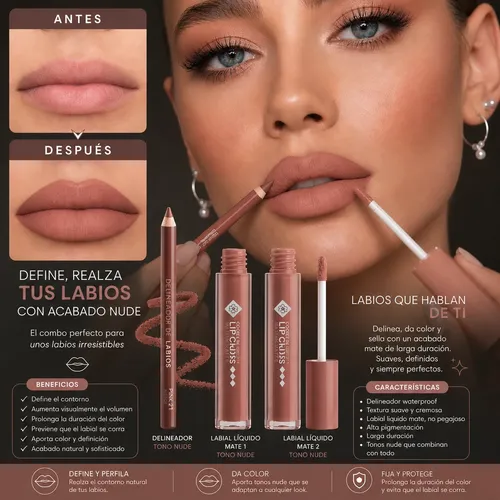 Kit Maquillaje Nude Mujer 12 Cosméticos Ideal Look Natural — imagen 3