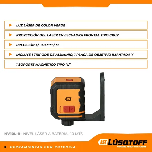 Nivel Laser Lusqtoff NV10L-8 Cruz Verde 10mt Con Soporte — imagen 3