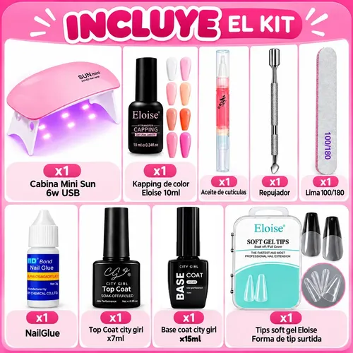 Kit Uñas Soft Gel Semipermanente Set Profesional Completo — imagen 2