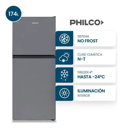 Heladera No Frost Philco PHNT198X2 — 174 Litros, Freezer Superior, Eficiencia B