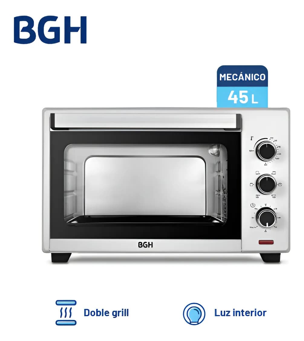 Horno Electrico Bgh 45litros Conveccion Grill Bhe45s22 Plateado