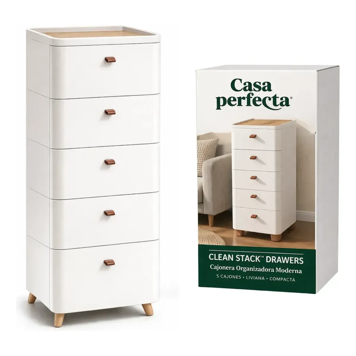Cajonera 5 Pisos Organizado Comoda Moderno Casa Perfecta Blanco