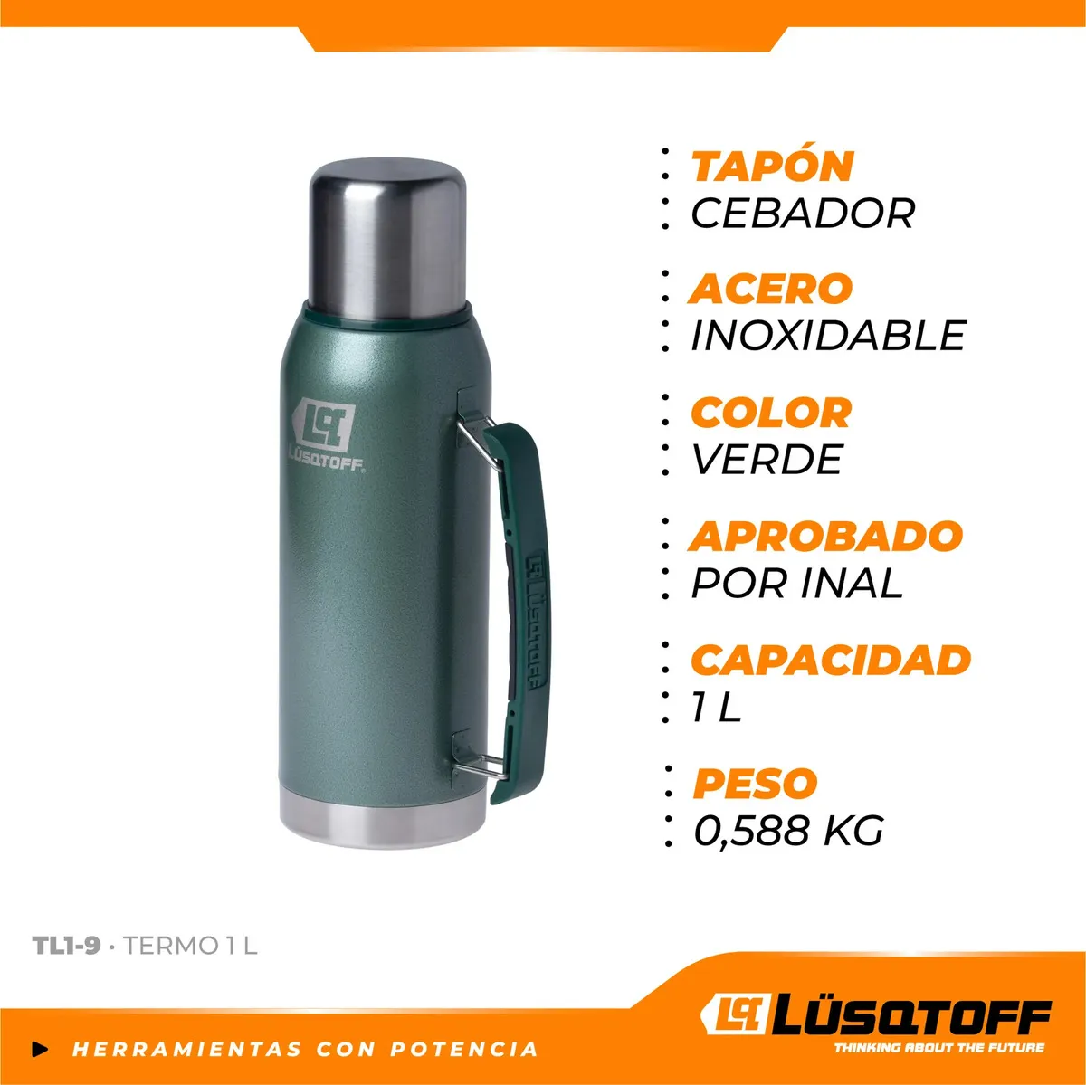Termo Acero Inoxidable Lusqtoff TL1-9 Clásico De 1 Litro Frio/calor — imagen 2