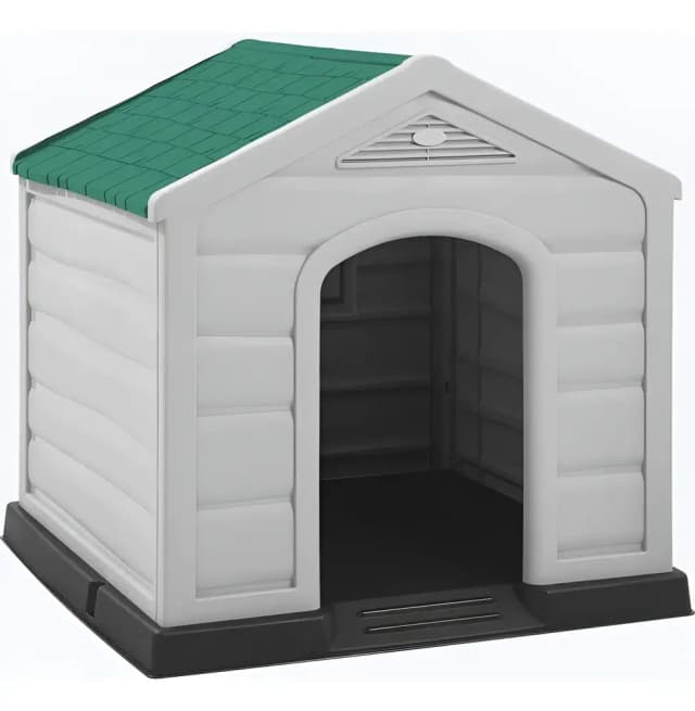 Casa para perro de plástico con techo a dos aguas
