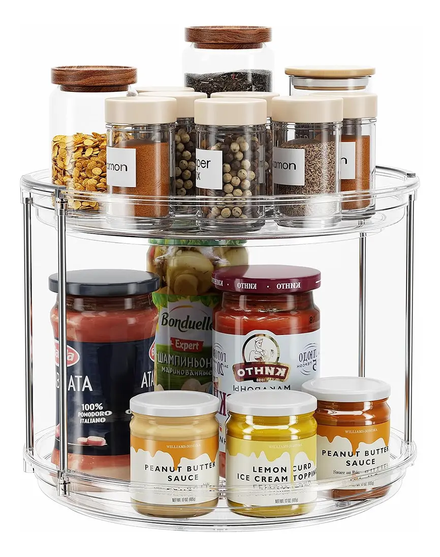 Organizador Mesada Alacena Cocina Baño Escritorio Giratorio Color Transparente