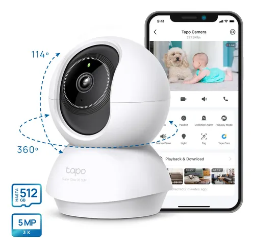 Cámara de seguridad WIFI IP TP-Link Tapo C210 Tapo con Vista 2K 3MP y Detección IA de 360 Grados