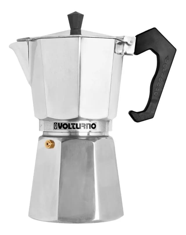 Cafetera italiana Volturno Clásica de aluminio de 12 pocillos, la moka más elegida en Argentina