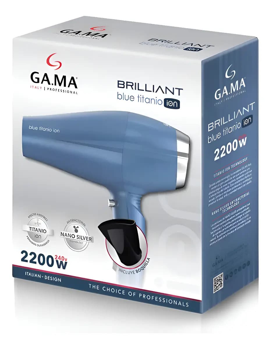 Secador Pelo Gama Brilliant Blue Titanium Profesional 2200w Color Azul