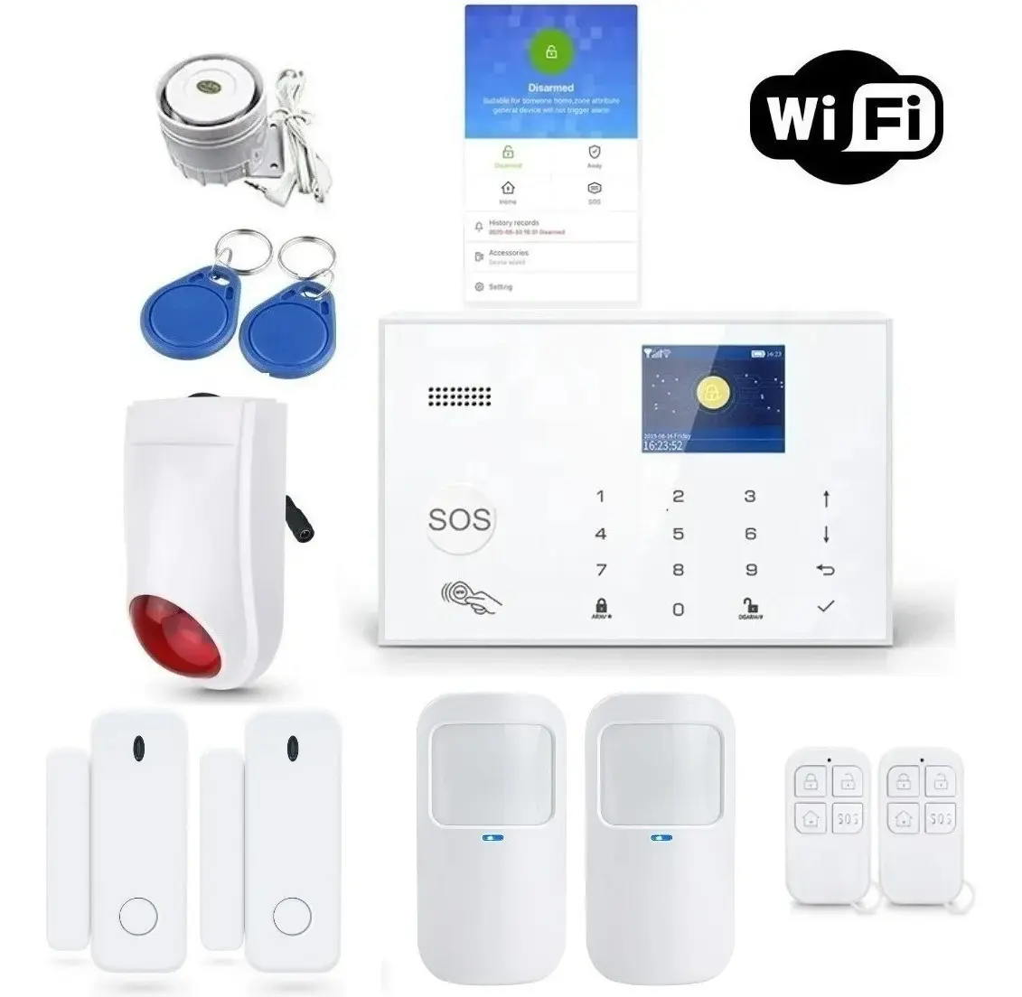 Kit Alarma Hogar Pst G30 Inalámbrico 4 Sensores Wifi Y Sirena Externa