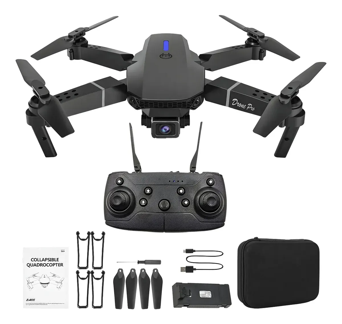Mini Drone Plegable Recargable Cámara 4K 2.4GHz FPV GPS Wifi Negro