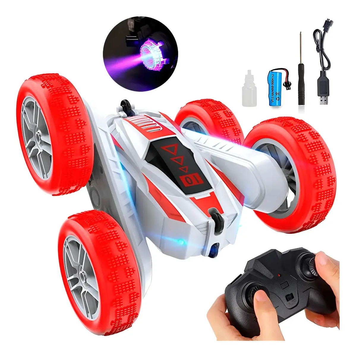 Auto Control Remoto Electroland CX 84 Con Luces Y Humo 360 Blanco